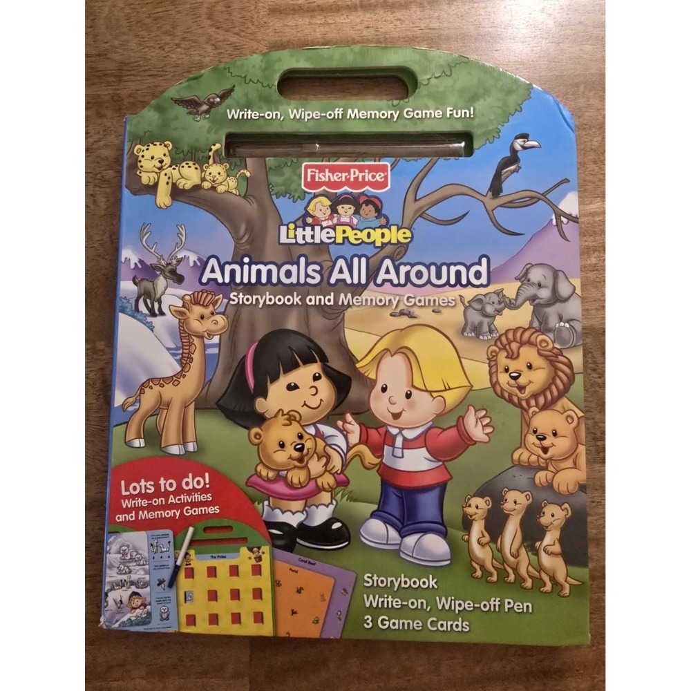 Rare Fisher-Price Little People Animals All Around Storybook Wipe clean Book